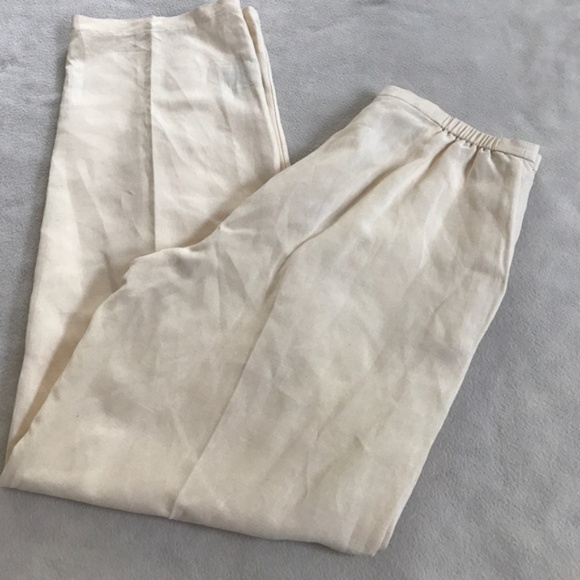 Eileen Fisher Pants - Eileen Fisher Cream Silk Linen Blend Trouser Pant